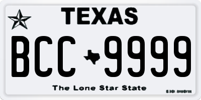 TX license plate BCC9999