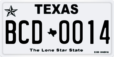 TX license plate BCD0014