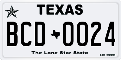 TX license plate BCD0024