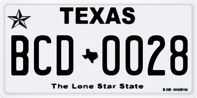 TX license plate BCD0028