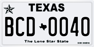 TX license plate BCD0040