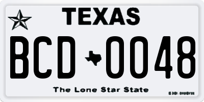 TX license plate BCD0048