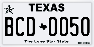 TX license plate BCD0050