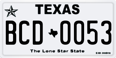 TX license plate BCD0053