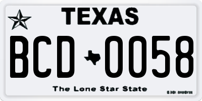TX license plate BCD0058