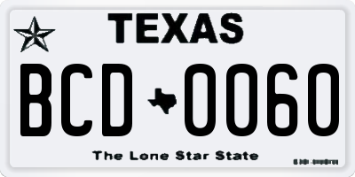 TX license plate BCD0060