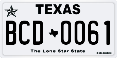 TX license plate BCD0061