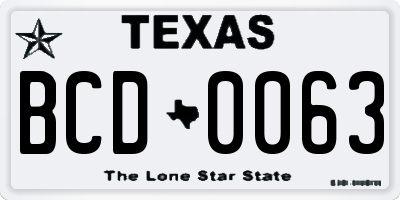 TX license plate BCD0063
