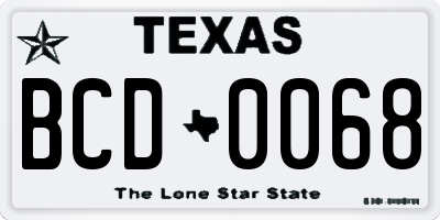 TX license plate BCD0068