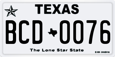 TX license plate BCD0076