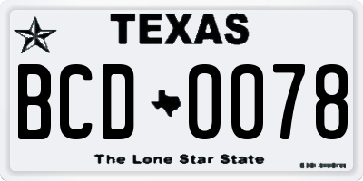 TX license plate BCD0078