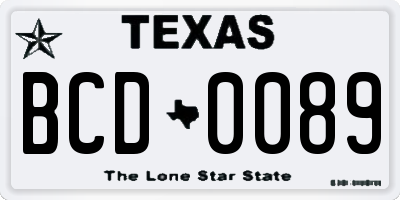 TX license plate BCD0089