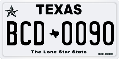 TX license plate BCD0090