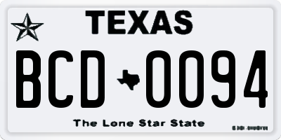 TX license plate BCD0094
