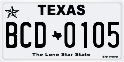 TX license plate BCD0105