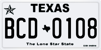 TX license plate BCD0108