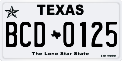 TX license plate BCD0125