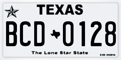 TX license plate BCD0128
