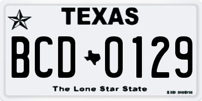 TX license plate BCD0129