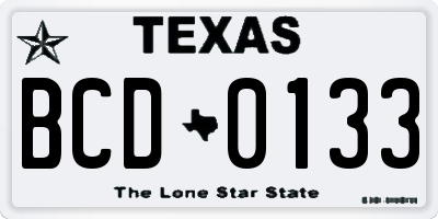 TX license plate BCD0133