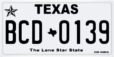 TX license plate BCD0139