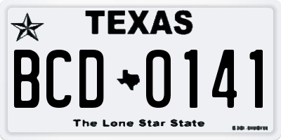 TX license plate BCD0141