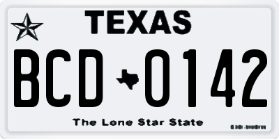 TX license plate BCD0142