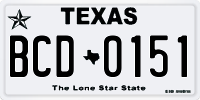 TX license plate BCD0151