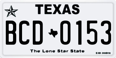 TX license plate BCD0153