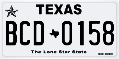 TX license plate BCD0158