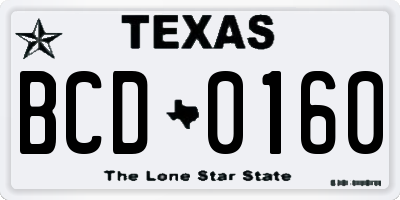 TX license plate BCD0160