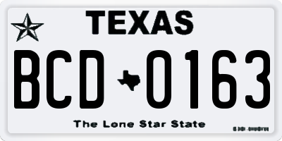 TX license plate BCD0163