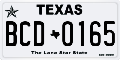 TX license plate BCD0165