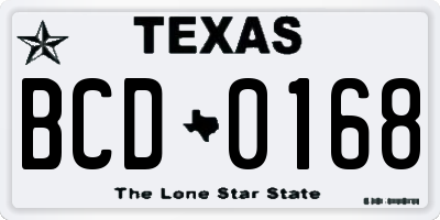 TX license plate BCD0168