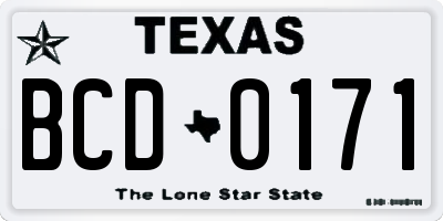 TX license plate BCD0171