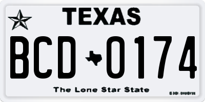 TX license plate BCD0174