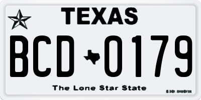 TX license plate BCD0179