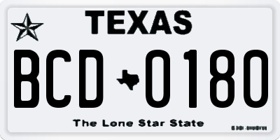 TX license plate BCD0180
