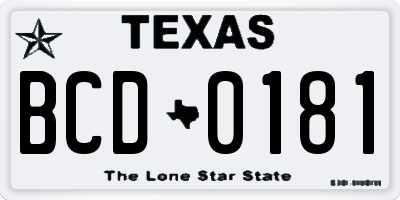 TX license plate BCD0181