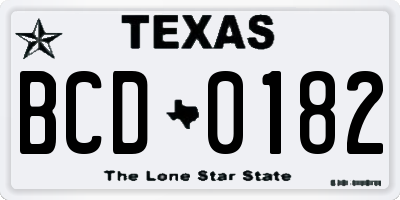 TX license plate BCD0182