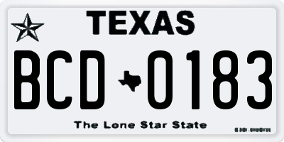 TX license plate BCD0183