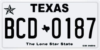 TX license plate BCD0187