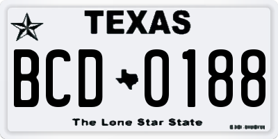 TX license plate BCD0188