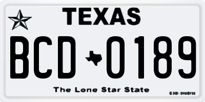 TX license plate BCD0189