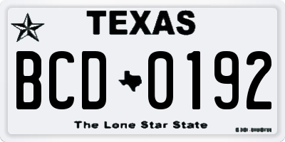 TX license plate BCD0192