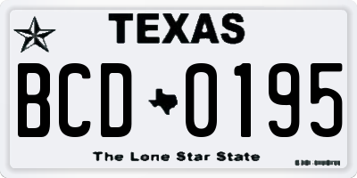 TX license plate BCD0195