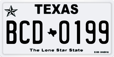 TX license plate BCD0199
