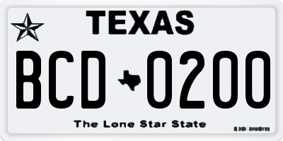 TX license plate BCD0200