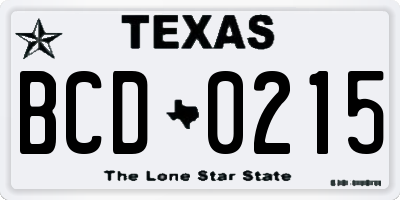 TX license plate BCD0215