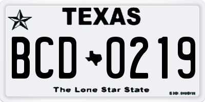 TX license plate BCD0219
